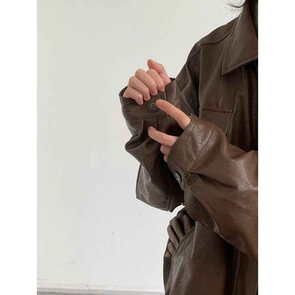 Japanese-style Retro PU Motorcycle Leather Jacket For Men MuddyStock