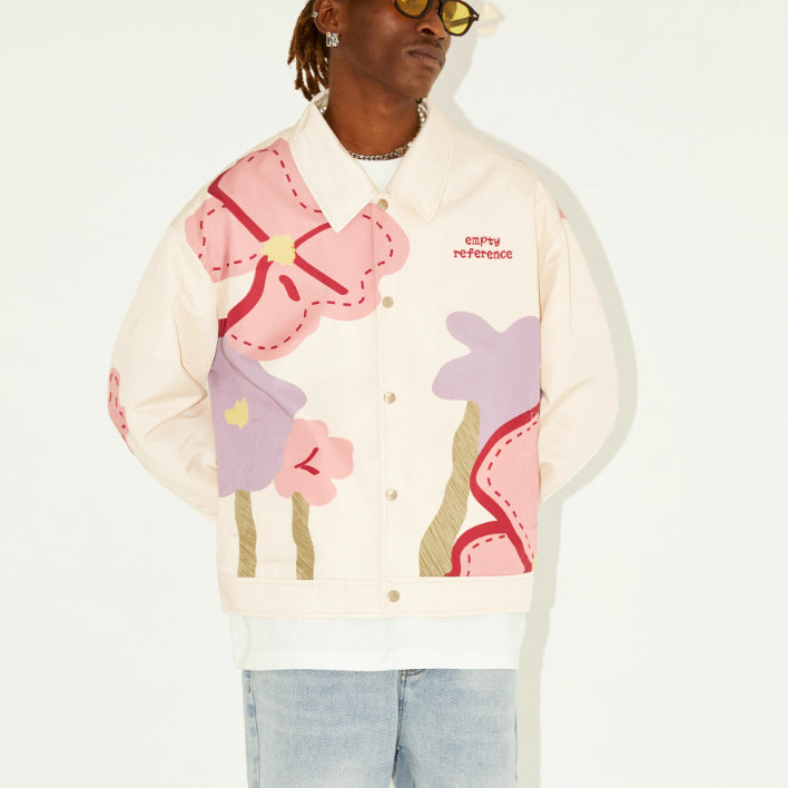 Original Spring Flowers Trend Loose Printed Jacket Coat MuddyStock