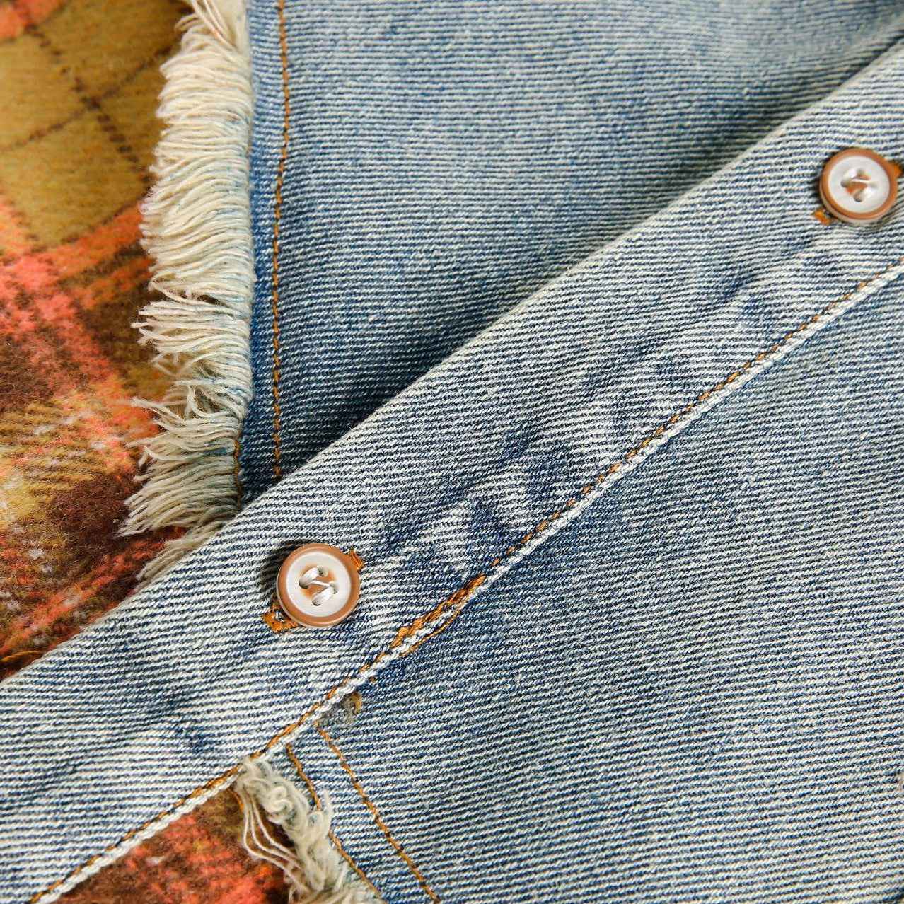 American Retro Loose Stitching Plaid Long Sleeve Shirt For Women null