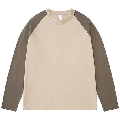Heavy Long-sleeved T-shirt Beige Khaki Earth Gray MuddyStock