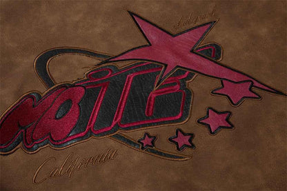 American Street Letters Embroidered PU Leather Jacket Men Fashion Brands Motorcycle Clothing MuddyStock