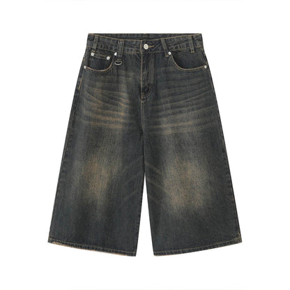 Retro Distressed Flared Cropped Pants For Men And Women Old Blue MuddyStock