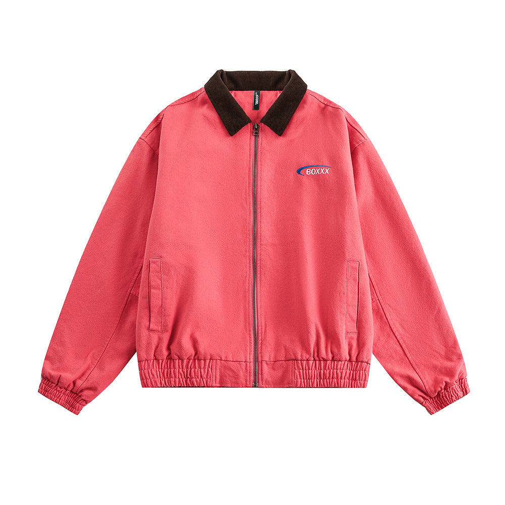 American Retro Alphabet Embroidered Baseball Uniform Jacket Orange Red All Products