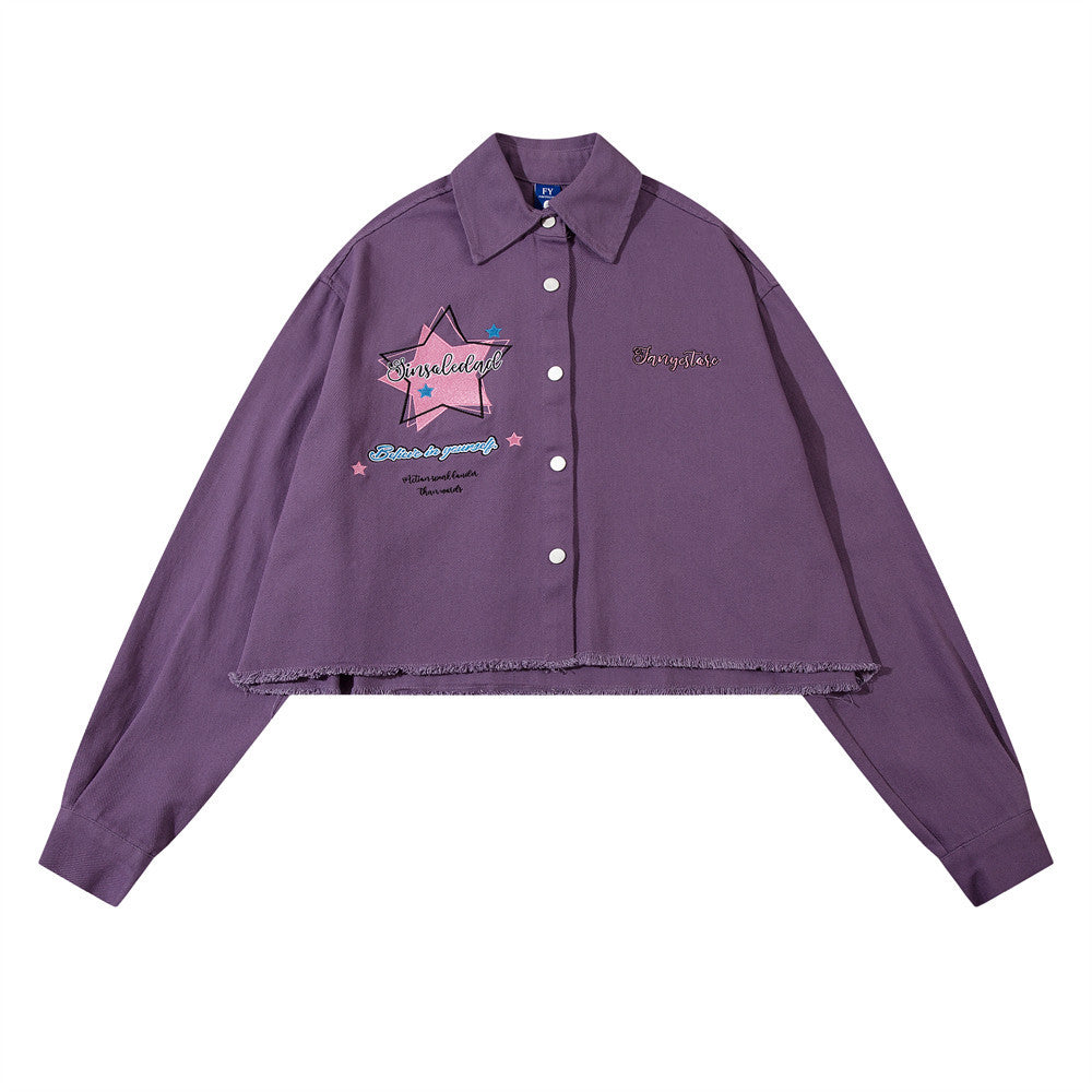 Five-pointed Star Long-sleeved Shirt For Women FY5862 Purple