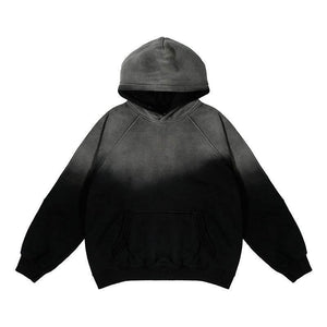 Gradient Two Colors Distressed Hooded Sweater For Men Black