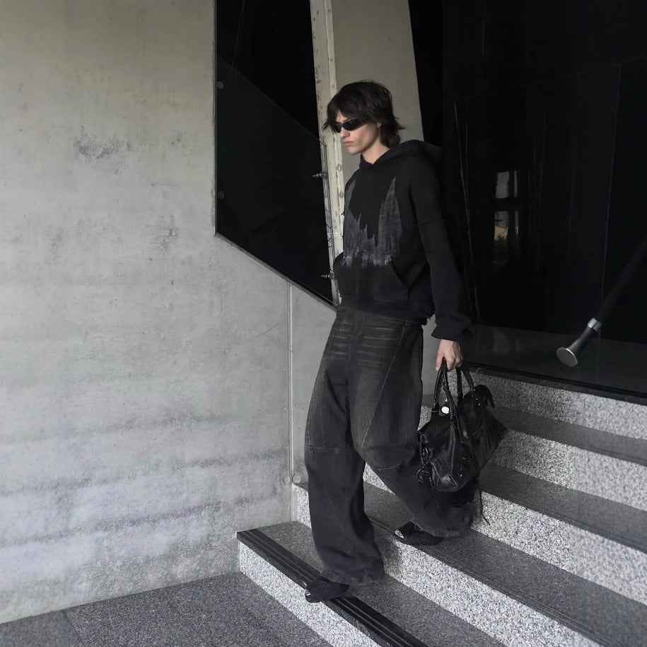 Loose-fit Dark-style Retro Printed Hoodie For Men MuddyStock