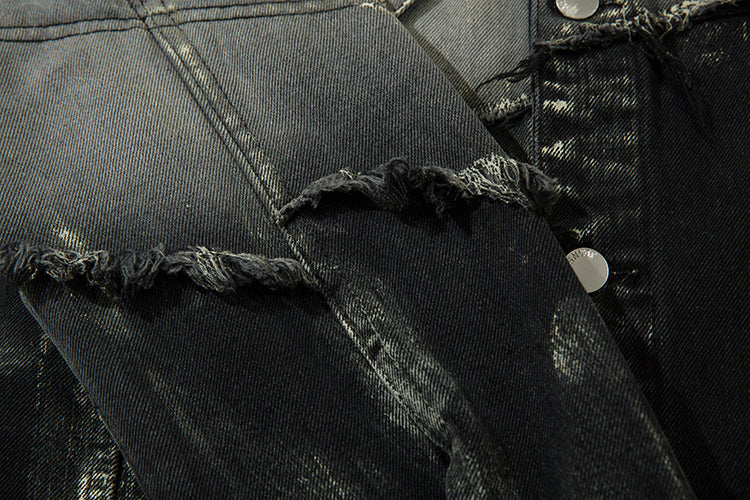 Men's Trendy Punk Contrast Color Gradient Irregular Stitching Jacket