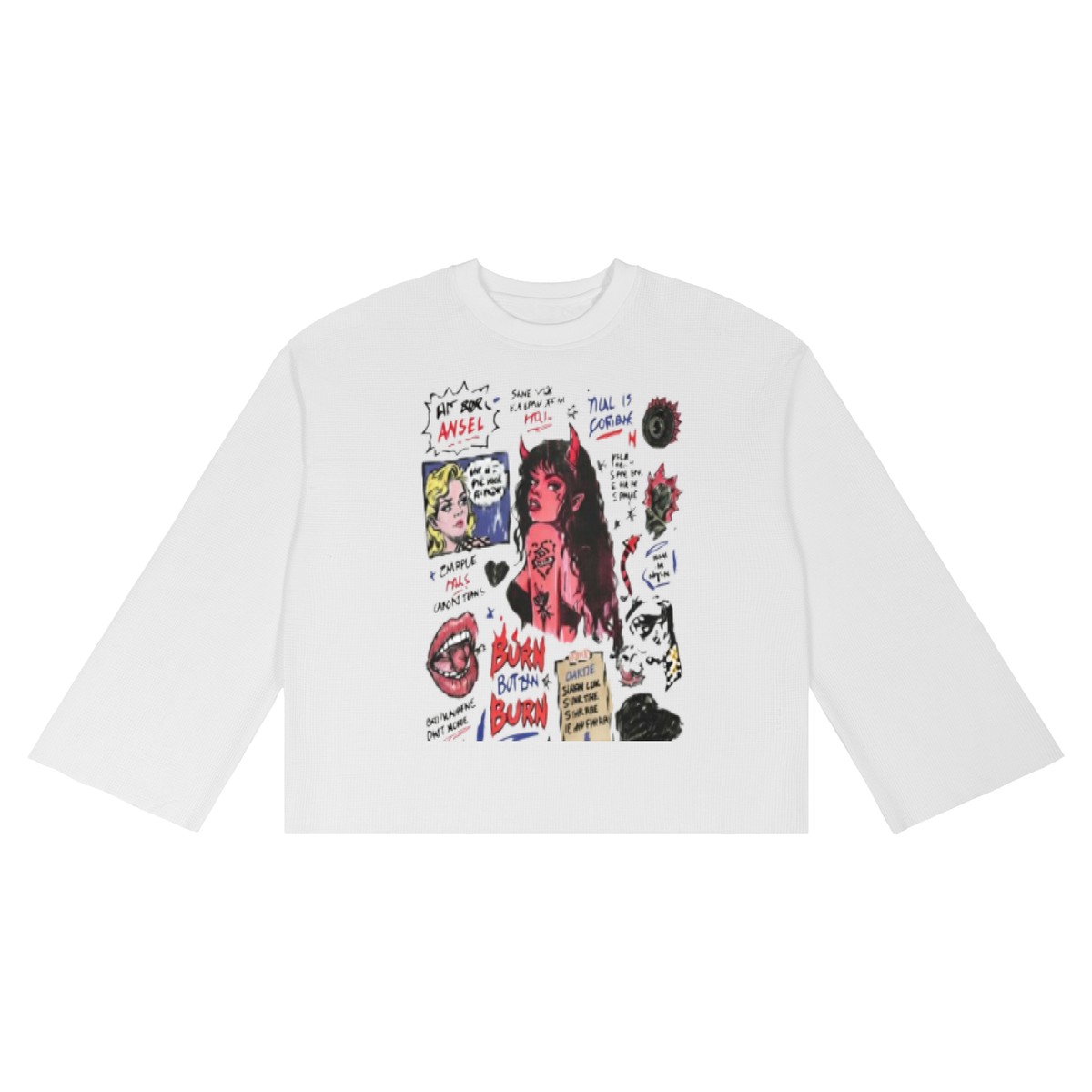 Unisex Waffle Raw Edge T-Shirt | MuddyStock Originals White