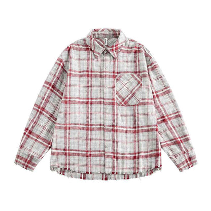 American Retro Plaid Women's Loose Casual Long Sleeve Shirt null