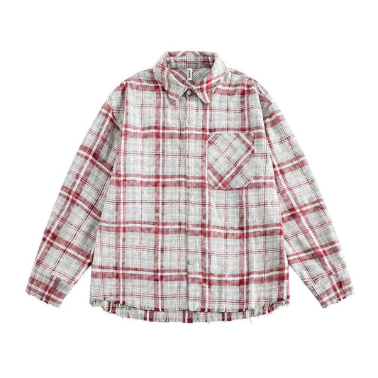 American Retro Plaid Women's Loose Casual Long Sleeve Shirt null