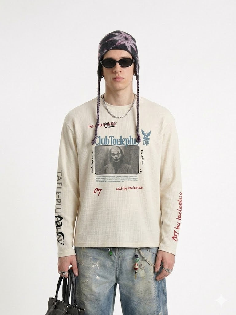 Hip hop clown character printed long sleeved t-shirt for men | MuddyStock Origginals eprolo