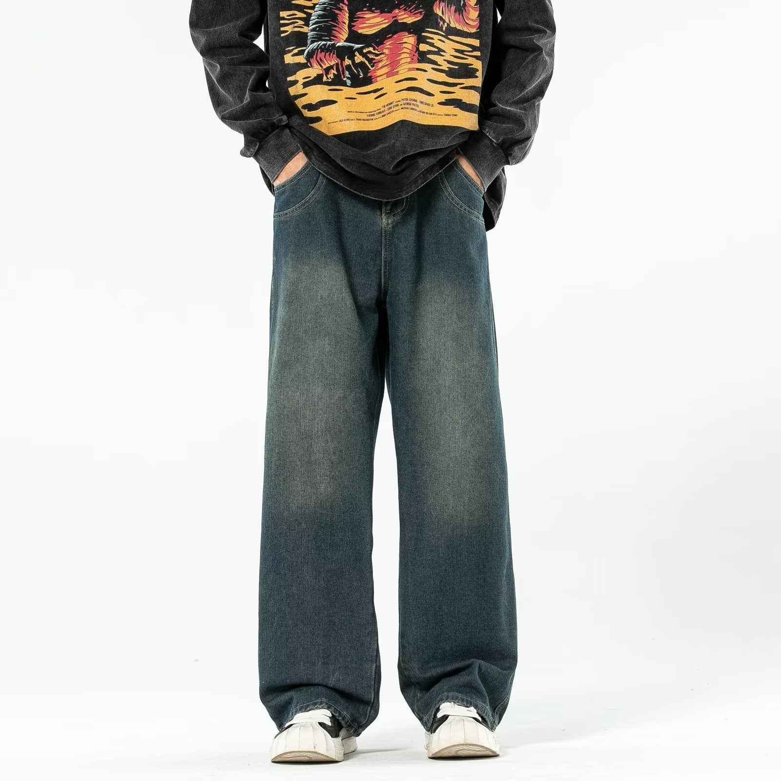 Personalized Letter Jeans Hip Hop For Men Blue MuddyStock