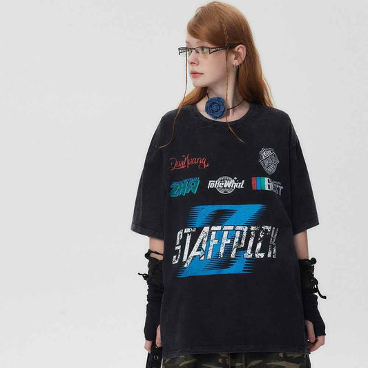 American Letter Locomotive Style Short Sleeve Women MuddyStock