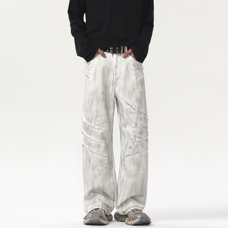 Men's Retro White Jeans White MuddyStock