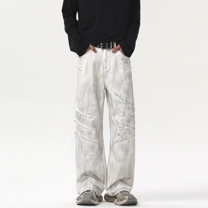 Men's Retro White Jeans White MuddyStock