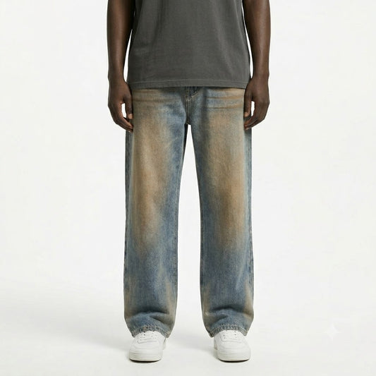 Mid waist casual ripped and flared jeans for men | MuddyStock Originals