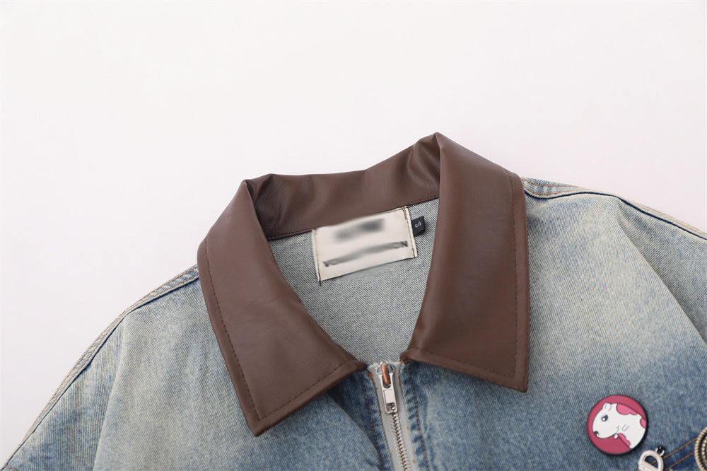 Loose Washed And Worn Jacket For Men MuddyStock null