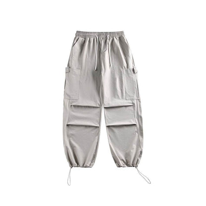 Casual Straight-leg Loose Cargo Pants Male Light Gray MuddyStock