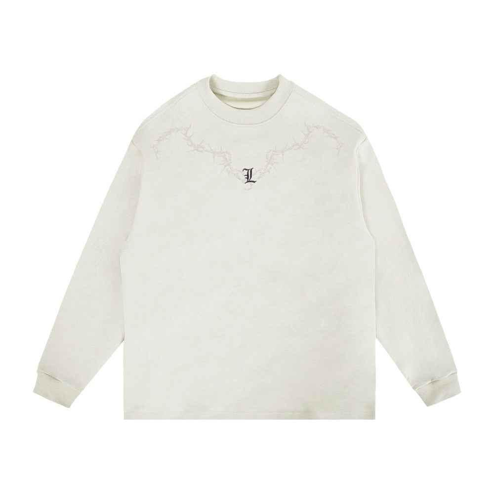 Gothic Crew Neck Long-sleeved T-shirt For Men Apricot null