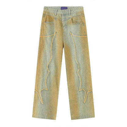 New High Street Retro Loose Distressed Popular Loose Jeans Blue MuddyStock