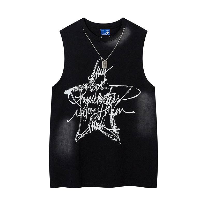 Five-pointed Star Graffiti Necklace Vest For Men And Women Black MuddyStock