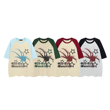 Spider Raglan Sleeve Short Sleeve T-shirt For Men And Women MuddyStock
