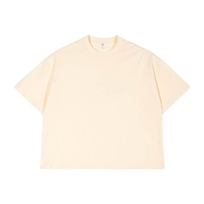Popular Heavy Cotton Men's Short-sleeved T-shirt Beige MuddyStock
