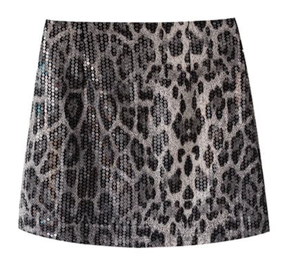 Leopard Print A- Line Skirt For Women GREY All Products