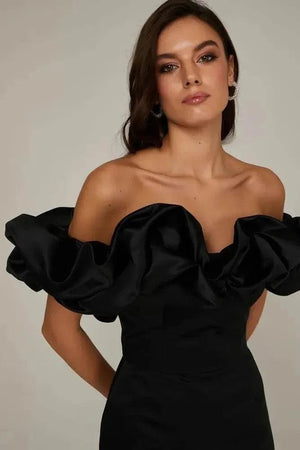 Women's Shoulder High-end Temperament Formal Dress Black