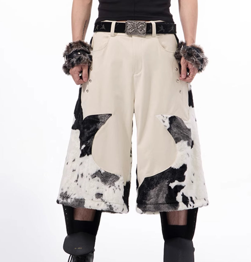 Stitching Milk Fiber Fur Cropped Pants For Men All Products