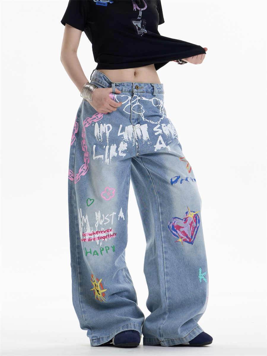 Waist Chain Printed Jeans For Women MuddyStock