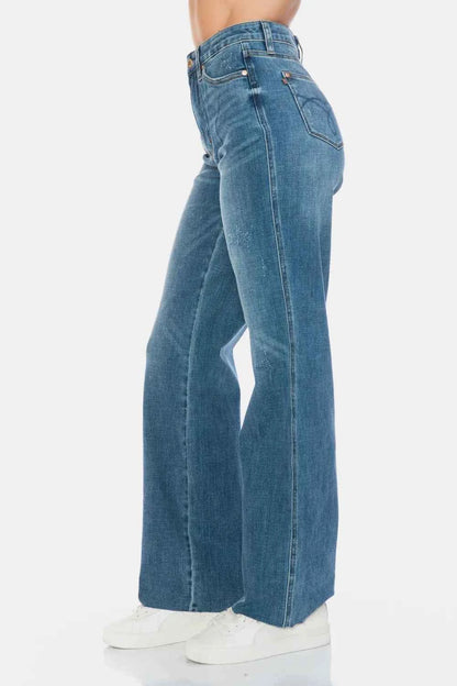 Judy Blue Cut Raw Hem Straight Jeans Trendsi