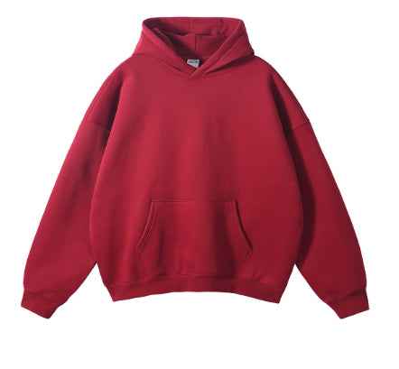 Loose Fleece Trendy Drop Shoulder Hoodie For Men And Women Dark Red MuddyStock