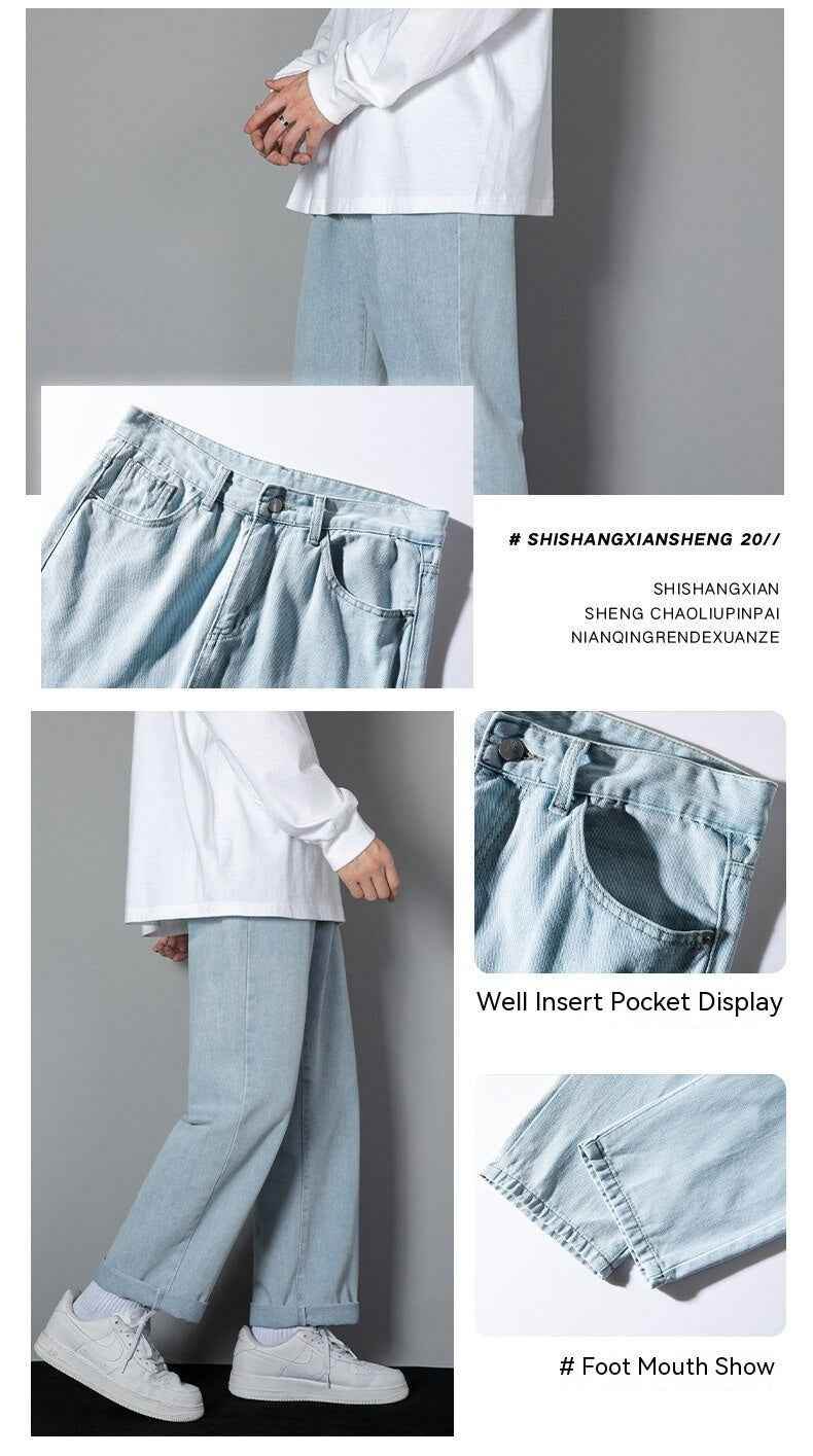 Men's Slimming Leisure Denim Straight-leg Pants MuddyStock