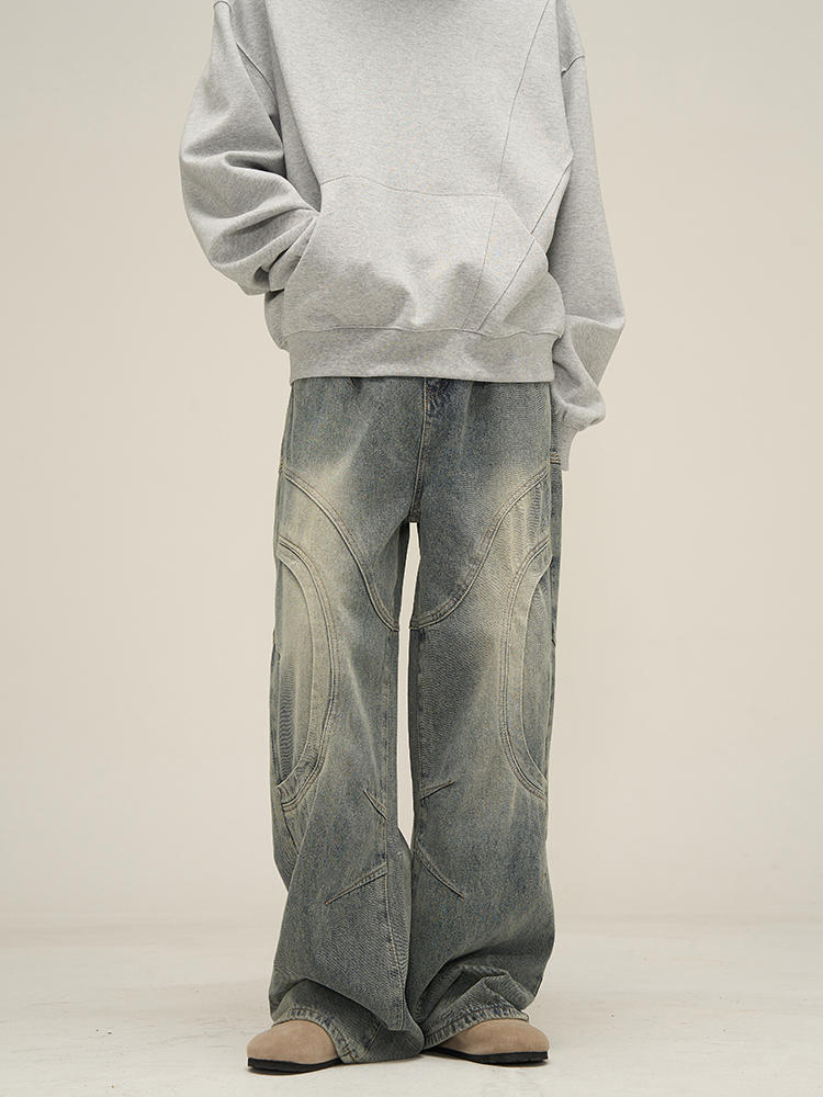 Deconstructed Straight Leg Jeans Man