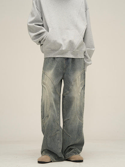Deconstructed Straight Leg Jeans Man
