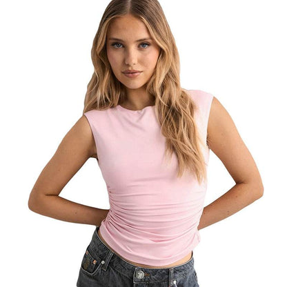 European And American Solid Color Off-neck Backless Slim Fit T-shirt Top MuddyStock