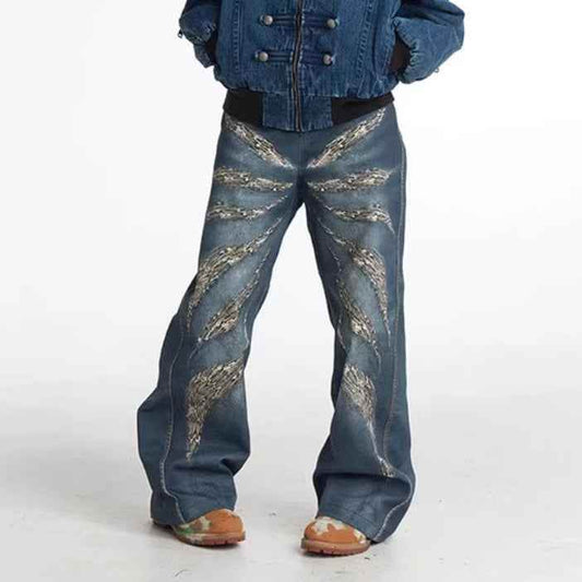 Printed Loose Jeans MuddyStock