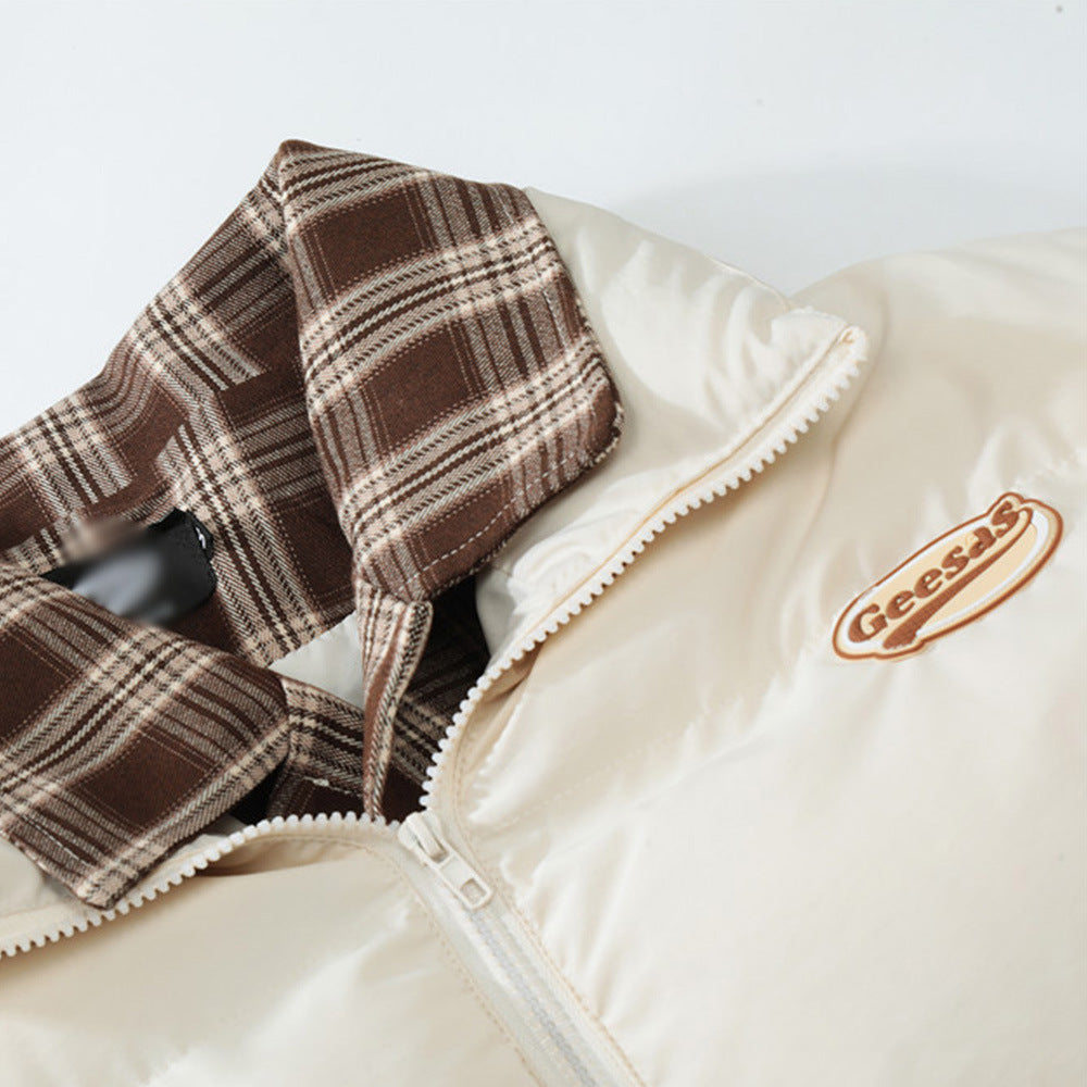 Plaid Fake Two Pieces Men's Cotton-padded Coat