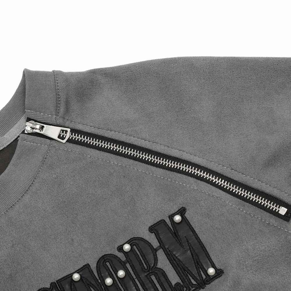 Men's Letter Leather Embroidered Short-sleeved T-shirt null