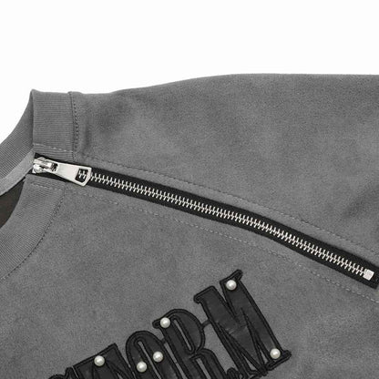 Men's Letter Leather Embroidered Short-sleeved T-shirt null