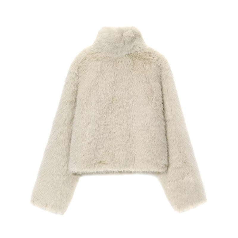Artificial Fur Effect Short Coat Jacket All Products