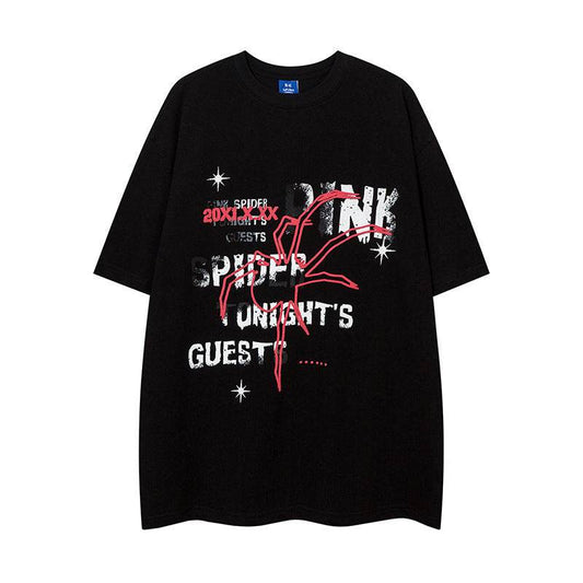 Spider Letter Print Short-sleeve For Men And Women MuddyStock