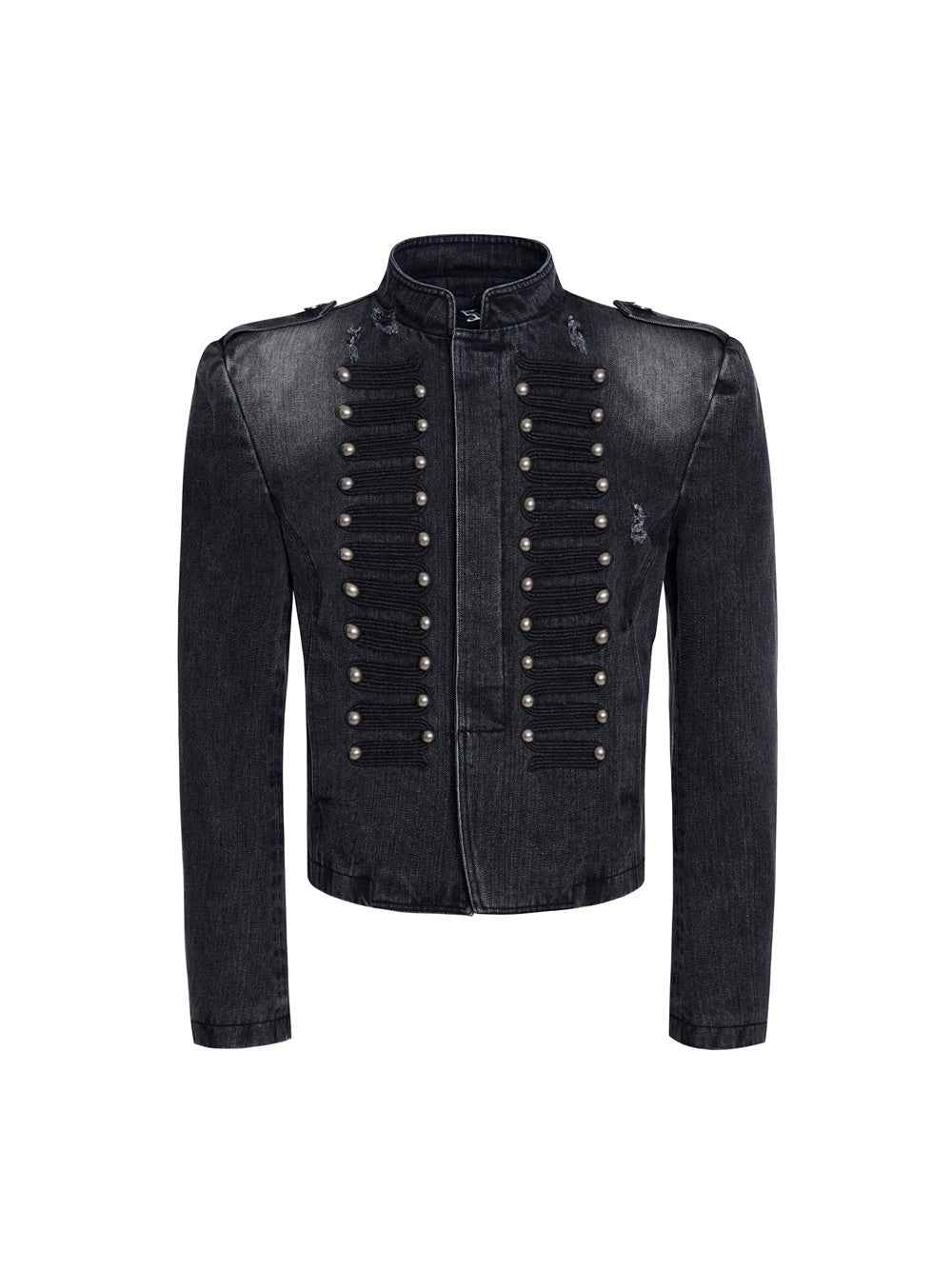 Retro Court-Style Stand-Up Collar Denim Jacket For Men