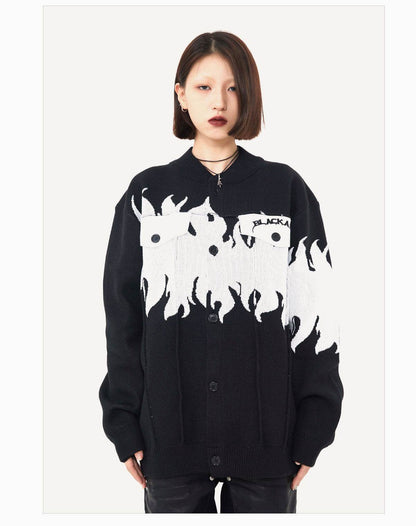 Street Retro Flame Color Matching Guochao Sweater MuddyStock