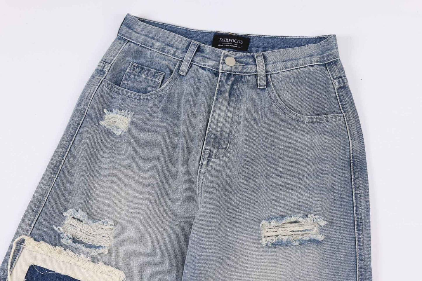 American-style Distressed Straight Casual Jeans For Women MuddyStock