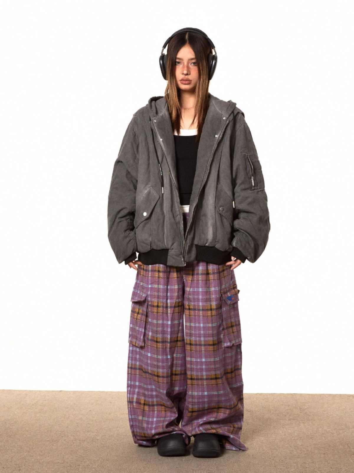 Hooded Washed Old Cotton-padded Jacket For Women MuddyStock