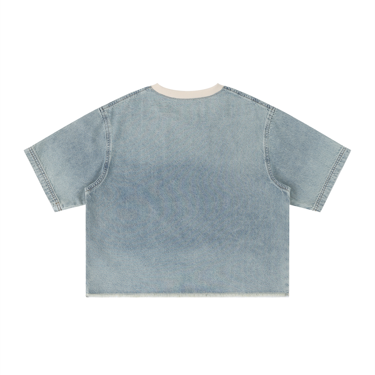 Vintage Wash Boxy Raw Hem Denim T-Shirt For Men | MuddyStock Originals