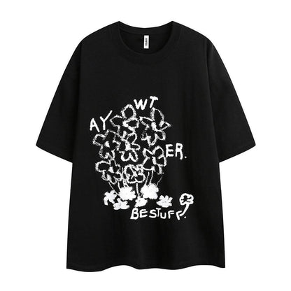 Women's Loose Casual Short-sleeved Top Black MuddyStock