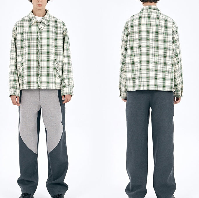 Green Plaid Shirt Style Jacket For Men MuddyStock null